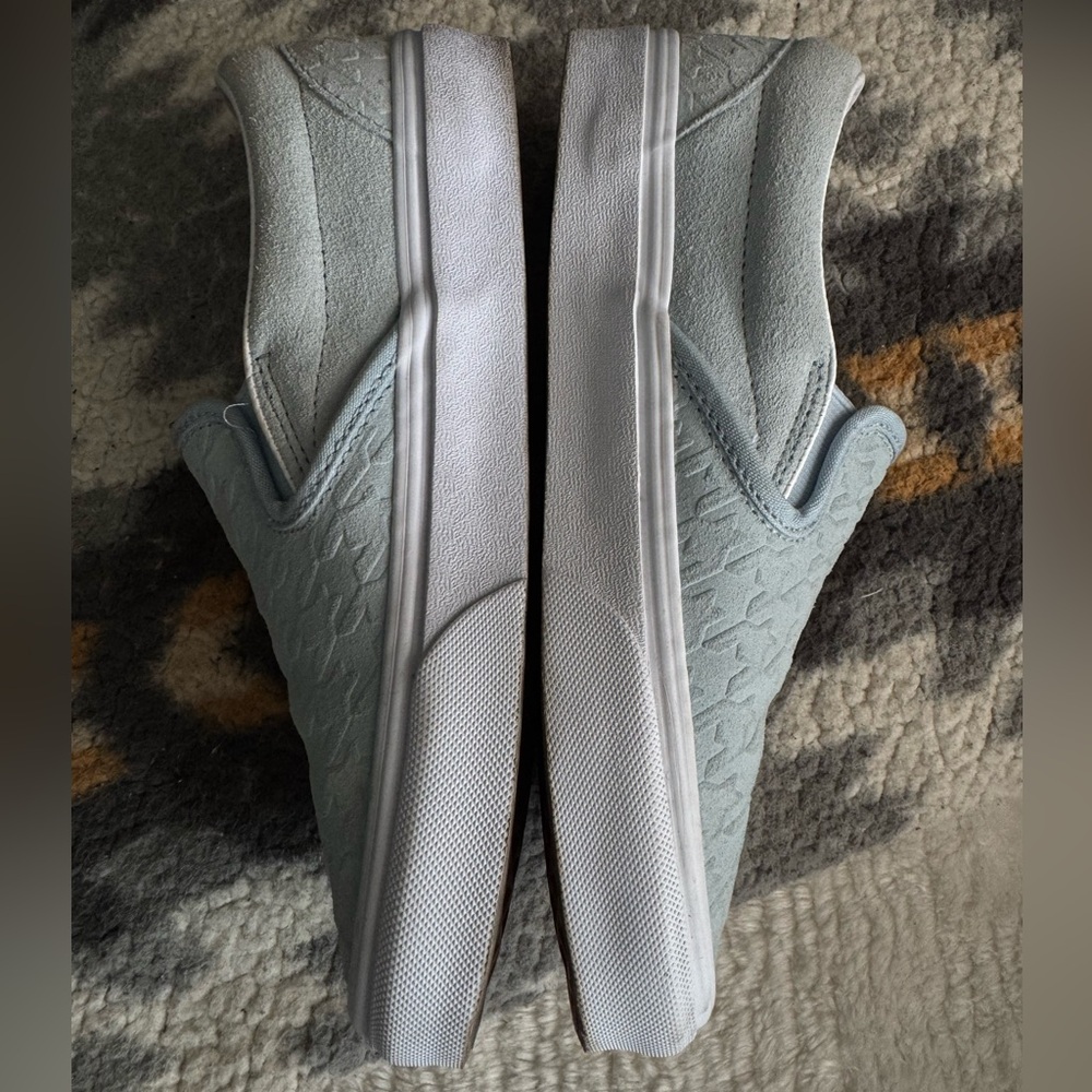 Vans Classic Slip-On Sneakers - Light Blue Houndstooth Suede, Women’s Size 7.5 - Picture 8 of 11